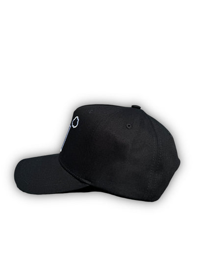 BLACK WHITE SATIN LINED HAT